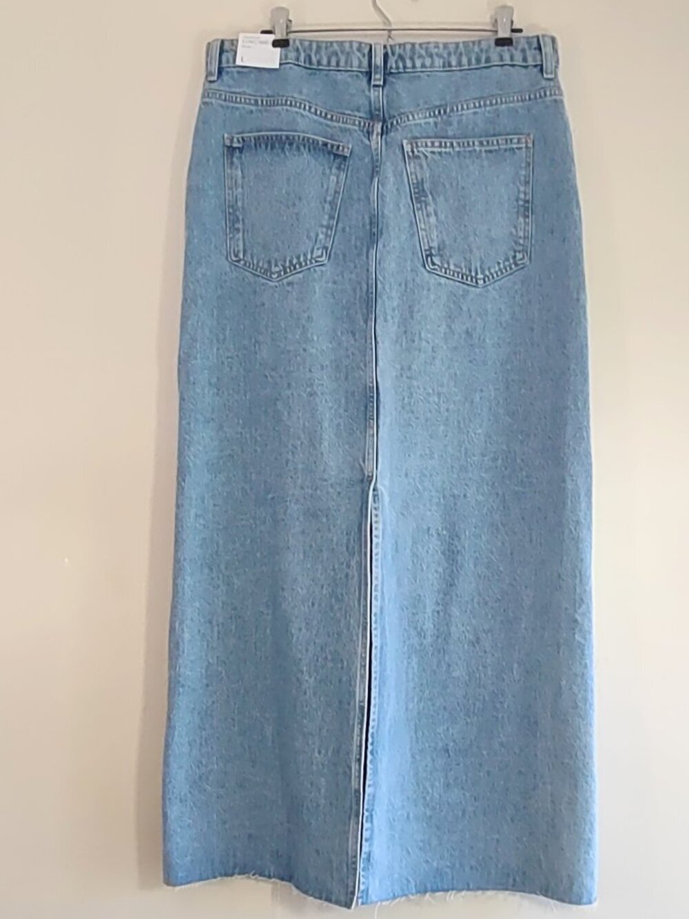 MANGO Denim Maxi Skirt Size Large Edgy Boho Timeless Minimalist Capsule Sleek - Picture 8 of 15